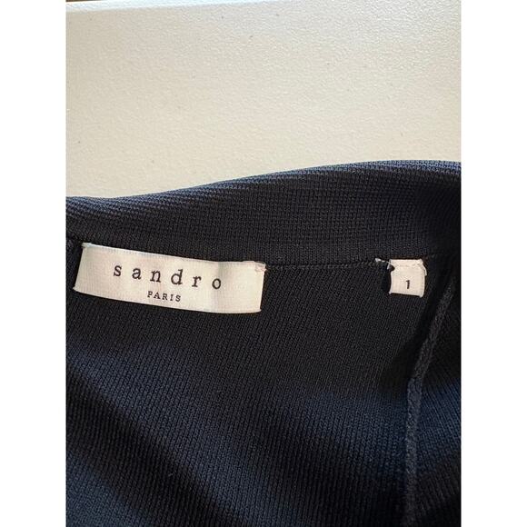 Sandro Black Rocket Contrast Polka Dot Collared Mini Dress Size 4 - Picture 4 of 9